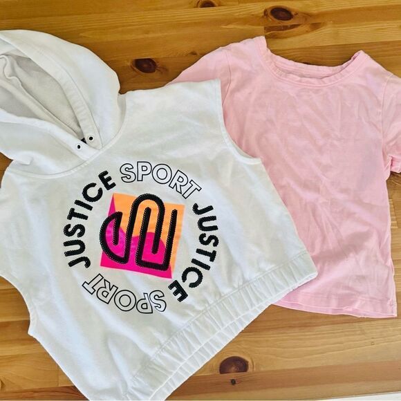 Justice Old Navy Active Sleevless Hoodie Sweatshirt Bundle Tee Size L 10/12 - Picture 1 of 5